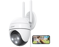 ZS-GQ4 Camerabewaking – 3K HD 5MPx Beveiligingscamera Buiten - Buiten Camera Met Nachtzicht – Buitencamera - Bewakingscamera voor Buiten- Met WiFi en APP - 360° horizontaal & 130° verticaal - Wit
