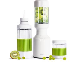 BEAST Blender - 3 To-go bekers - 785 ml - Smoothie maker met bewaardoppen, drinkdop en draagdop - 850 W - Wit