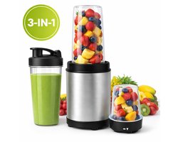 Blender – 900W – Inclusief 3 Bekers – Roestvrijstalen Messen – BPA-vrij – Smoothies, Sauzen, Babyvoeding
