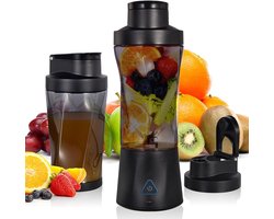 Blender - Mini Blender - Blender To Go - Smoothie Maker - Fresh Juice Blender - 6000 Mah Zelfreinigende En Bpa-Vrije Draagbare Sapcentrifuge Met 6 Scherpe Messen - Ideaal Voor Smoothies & Milkshakes - Zwart