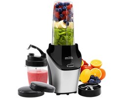Blender To Go 1000 Watt Smoothie Maker 1 Liter – Met To Go Drinkbeker 450ml – Blenders 1000 ml incl. Accessoires - Smoothiemaker Zwart/RVS - 1000W