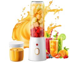 Blender To Go - Smoothie Maker - Mini Blender - 500ML draagbare blender - met mini bijvoedselbeker met deksel - USB-oplaadbare mixer smoothie maker to go - staande mixer klein - voor sapshake, smoothie en babyvoeding - wit