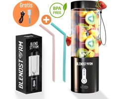 BlendStorm® Draagbare Blender - Draadloze Blender - Draadloos - Blenders - Blender To Go - 6 Mesjes - Mini Blender - Smoothie Maker - Juicer - Keukenmachine - USB Oplaadbaar - 500 ml - Zwart