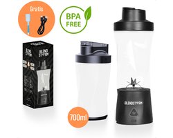 BlendStorm® Draagbare Blender Premium- Draadloze Blender - Draadloos - Blenders - Blender To Go - 6 Mesjes - Mini Blender - Smoothie Maker - Juicer - Keukenmachine - USB Oplaadbaar - 700 ml - Zwart
