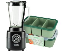 Bourgini Power Blender en Frosti Bits – Smoothie Prep set – 2 Siliconen Meal Prep Bakjes en Power Blender 1.75L – Blender to go - 1000 Watt