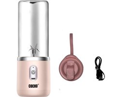 COCHO® Blender To Go - Smoothie Maker - Roze - Oplaadbare Mini Blender - Smoothies & Shakes - Draadloos & Draagbaar - Fruit Mixer - USB Oplaadbaar - 400ML