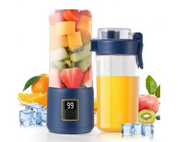 Draagbare Blender - Blender - Mini Blender - 12 Mesjes - Portable - Blender to go - Mini Juicer - Smoothie Maker -Perfect voor Smoothies, Sappen en Babyvoeding - Donkerblauw