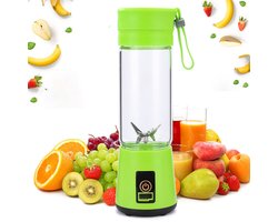 Draagbare blender -Blender -Smoothie Maker - Mixer -Mini Blender -USB oplaadbare blender - Draagbare Blender - Oplaadbare mini Blender -4 messen werken - Blender smoothie - Afneembare compacte blender - Smoothieblender - 380 ml - Groen