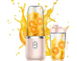 Draagbare blender met twee mengbekers, 400 ml draagbare elektrische blender (draadloos), mini blender, roze.