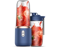 Draagbare Blender - Persoonlijke Blender USB Oplaadbaar - Mini Blender voor Shakes en Smoothies - 400ML Draagbare Fruit- en Groentesapkop met 6 Messen en Reislid - Handheld Blender voor Reis, Gym en Keuken