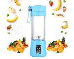 Draagbare blender -Blender -Smoothie Maker - Mixer -Mini Blender -USB oplaadbare blender - Draagbare Blender - Oplaadbare mini Blender -4 messen werken - Blender smoothie - Afneembare compacte blender - Smoothieblender - 380 ml - Blauw
