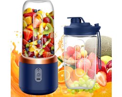 Draagbare Elektrische Mixer 400 ml, mixer voor smoothies, mini draagbare mixer met 6 roestvrijstalen messen, oplaadbaar voor het maken van milkshakes, fruit sap, smoothies