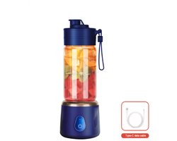 Draagbare elektrische sapcentrifuge, oplaadbaar via USB, sinaasappel- en citroenblender, mini-sapcentrifuge voor thuis, citruspers voor op reis - blauw