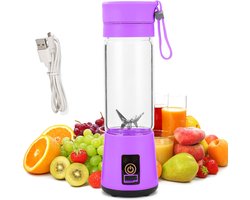 Draagbare smoothieblender - Kitchen Blender - Blender - Draadloze persoonlijke blender - 400 ml - Smoothie makers - Oplaadbaar via USB-C - 6 messen werken - Sapbeker voor onderweg - Krachtig mixen - Vers geperst voor sport/kantoor - Paars