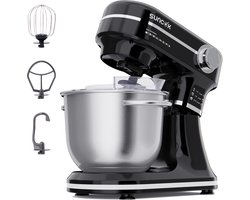 Elektrische keukenmachine en mixer, krachtige motor van 1500 W, met twee roestvrijstalen mengkommen (4,5 l en 5,5 l), multifunctionele deeghaak, geschikt voor bakken en kneden van deeg.