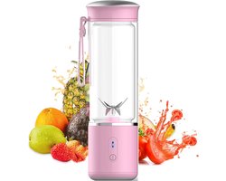 Glazen Smoothie Blender 500ml – Draagbare Blender To Go – Elektrische Fruitblender & IJscrusher – Keukenapparaat & Sapmaker – Roze – Sterk Glas – BPA-vrij