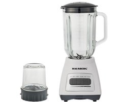 Hausberg HB-7772AB Elektrische Blender 400-500W Wit | 1,5 L Glazen Kan Smoothies Shakes & Grinder