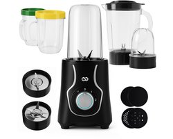 Infinity Goods Blender - Smoothie Maker - 3-in-1 - Blender To Go - 4 Bekers - 1000ML Kan - Mini Blender - Zwart