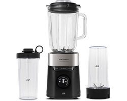 JAP Appliances AeroBlend - Krachtige blender met 2 To-go bekers - 8 snelheden en 3 standen - Grote 1,5 liter glazen kan - Maatbeker 20-40ml - Smoothie maker - IJscrusher - Zwart