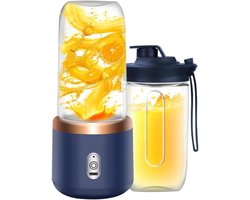 JeiibrZui Draagbare Sapcentrifuge - Mini Blenderbeker - 21.000 Tpm Snel Mixen + 400 Ml Portiegrote Beker - 1 - Voor Thuis, Kantoor En Onderweg - Blauw