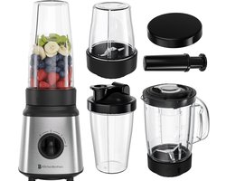 KitchenBrothers Blender - BPA-Vrij - Complete Set - 2x 750ml Kan - Grinder - Stamper - To-Go Bekers - RVS