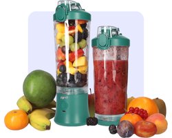 Krachtige Draadloze Blender To Go - Smoothie Maker voor Onderweg - Draagbare Blender met Drinkdop - Mixer voor smoothies - Draadloos opladen mogelijk! - Handmixer voor gezonde drankjes - 600ml - Groen