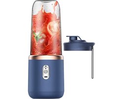 longziming -Mini Blender voor Smoothies en Shakes – Draagbare USB Oplaadbare Mixer met 6 Roestvrijstalen Messen, 450ml Smoothie Maker voor Thuis, Sport, Reizen en Outdoor Gebruik