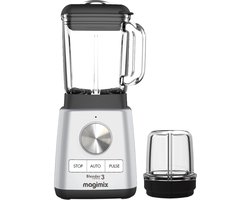 Magimix Blender Power 3 - Smoothie Maker - 1,2 Liter - + mini kom - Ice Crusher - Mat Chroom