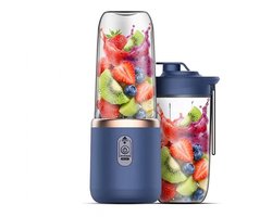 Mini Blender – Blender To Go – Smoothie Maker – Draagbare Oplaadbare Blender – USB-C – 6 Messen – 400ML – Blauw