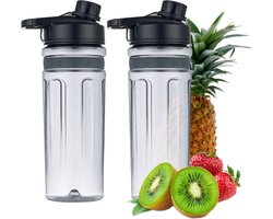 MOA 2 Smoothiebekers met Deksel - Beker to Go - 600ml - Anti-lek Dop - Vaatwasserbestendig - Blenderbekers - Tritan - Transparant