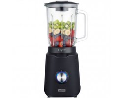 MOA Blender - Smoothie Maker met 1,5L Glazen Kan - BPA-Vrij - Voor Ijs, Bevroren Fruit, Noten - Mini - 1000W - RVS - Zwart