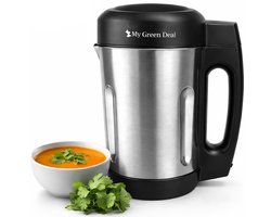 My Green Deal - Soepmaker - 2L - 1000 Watt - 6 programma's - Timer Display - RVS/ Zwart - ook geschikt als Blender