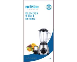Nexser 1.5L Blender – 600W Smoothie Maker met 6 Blades – Elektrische Keuken Blender voor Sap, Milkshakes, Shakes en IJsklontjes – 5 Snelheden