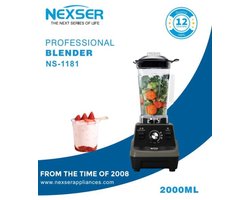 Nexser 2L Professionele Blender – 1800W Heavy Duty Smoothie, Food Grinder & Spice Blender – Multifunctioneel voor Thuis en Horeca