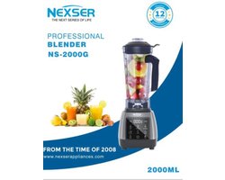Nexser 3-in-1 Blender & Juicer – 2L BPA-vrije kan – 1500W+ Krachtige Food Processor – Multifunctionele Smoothie Maker, Grinder & Mixer
