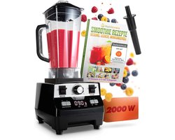 NUTRI-BLENDER MAX+ Krachtige Blender 2000W Standmixer Smoothie Krachtige Smoothie Maker Professionele Mixer Blender - 2L Tritan, BPA-VRIJ, 9 Snelheden, Digitale Timer Incl. Smoothie Receptenboek
