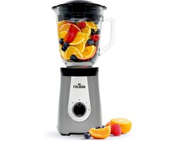 Ocina Krachtige Blender – Smoothie Maker - met Glazen Kan - 1 Liter – 500W – Mat Grijs