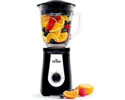 Ocina Krachtige Blender – Smoothie Maker - met Glazen Kan - 1 Liter – 500W – Mat Zwart