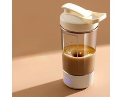 Oplaadbare blenderbeker, draagbare automatische blenderbeker van 400 ml met maatverdeling, perfect voor het maken van smoothies, sojamelk, koffie en ijs. Oplaadbaar via USB, lekvrij ontwerp, geschikt voor op reis of op kantoor.