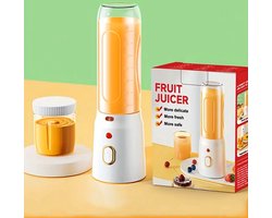 Oplaadbare On-the Go Blender met 2Cups - Krachtige Multifunctionele Blender - Perfect voor Smoothies, Milkshakes, Groente en Fruitsappen - Inhoud Cups: 450ml en 200ml - Kleur: Wit