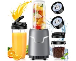 Orretti 800W Smoothie Maker – Blender met 2 BPA-Vrije Drinkbekers + Extra Koffiemolen – IJscrusher – Blender Smoothie – Compact en Krachtig