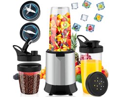Orretti Blender Pro - Krachtige 1200 Watt Motor + EXTRA Koffie Maler + 3 bekers - Smoothie Maker - Blender to go