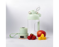 Portable Blender Wit - Blend&GO PRO [Sterke motor] [1,5L] [Draadloos] [10 mesjes] [Smoothie maker] [Blender to go] [Grote blender] [Portable Juicer] [Wit/Groen] [Moederdag cadeau] [Blender voor shakes] [Oplaadbare blender] [Gezonde smoothies]