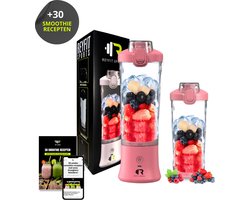 ReyFit Sports Draagbare Blender 600ML - Smoothie Maker - Ijsbreker - Blender to go - Portable Blender - Draadloos - USB Oplaadbaar - 280W - Roze