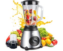 Royalty Line Blender - Smoothie Blender Met Grinder - 1.5 Liter - 3 Snelheden - RVS Met Glazen Kan - Blender To Go - Zilver