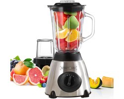 Royalty Line® SME600 Blender - Smoothie Maker Met 1.5 L Glazen Kan - Incl. Kruidenmaler - Smoothie Blender - BPA Vrij - 800W - 2 Snelheden + Pulse - RVS