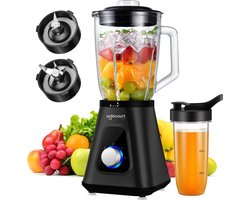 Safecourt Kitchen Blender - 1,5L Glas & 600ml To-Go beker - 1300W Smoothie maker - Krachtig, stil en eenvoudige reiniging