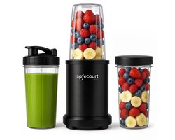 Safecourt Kitchen Power Blender – 1000W – Smoothie Maker voor IJs & Bevroren Fruit – BPA-vrij – To-Go Beker – Zwart