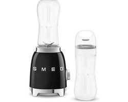 SMEG PBF01BLEU - Personal blender - Zwart - 600 ml - 300W - Jaren '50 - incl. 2 Bottle-to-go