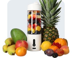 Smoothie Blender - Blender To Go met 6 Messen - Portable Blender met Sluitbaar Drinkgat - 500ml - USB-C Oplaadbaar - Sport Blender - Wit